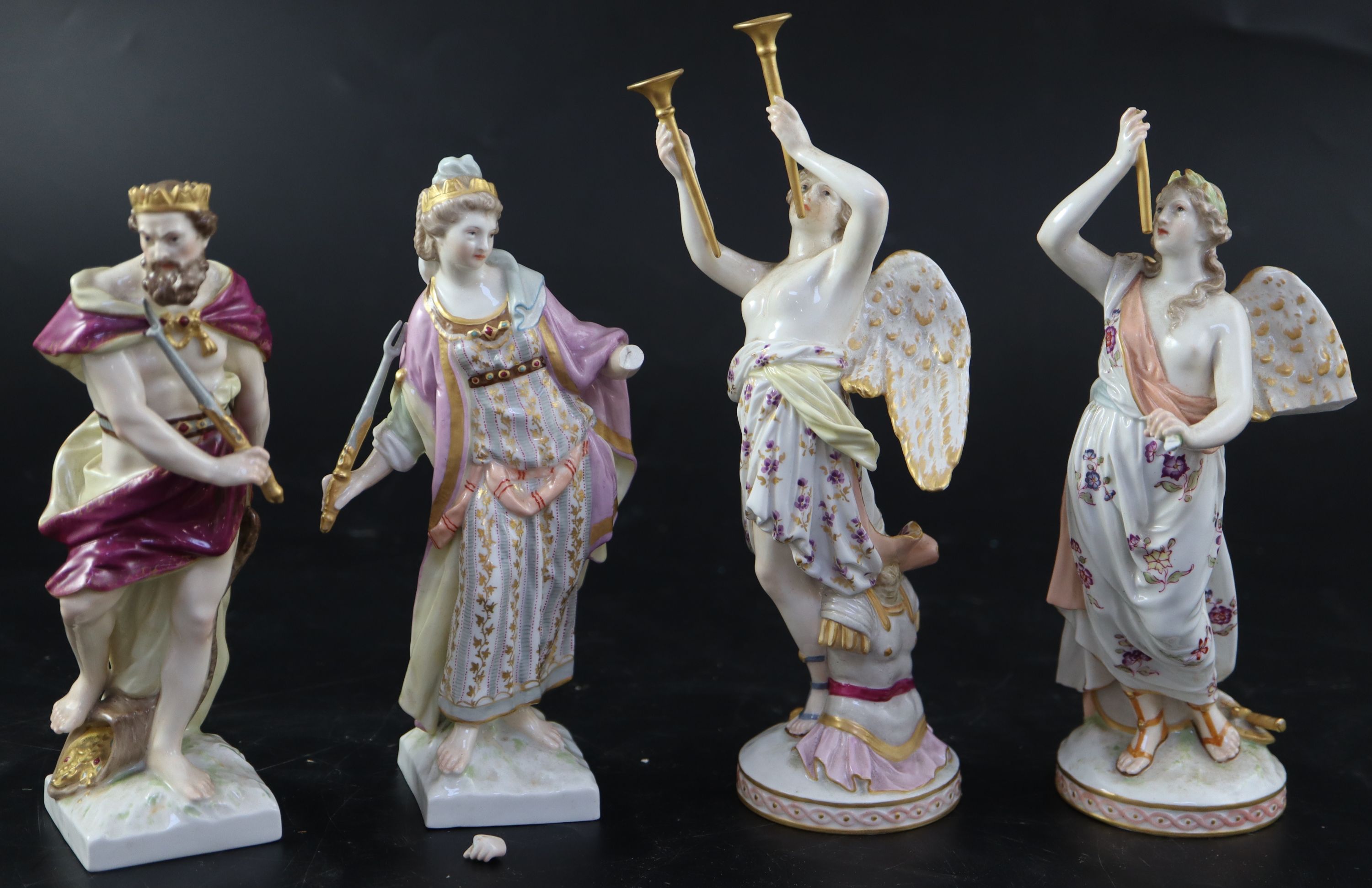 A pair of KPM Berlin porcelain figures of Pluto and Proserpina & pair angels